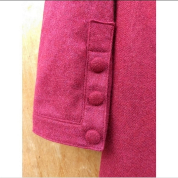 Vintage 1940s red drop waist pleated long sleeve coat midi dress large - Picture 2 of 6